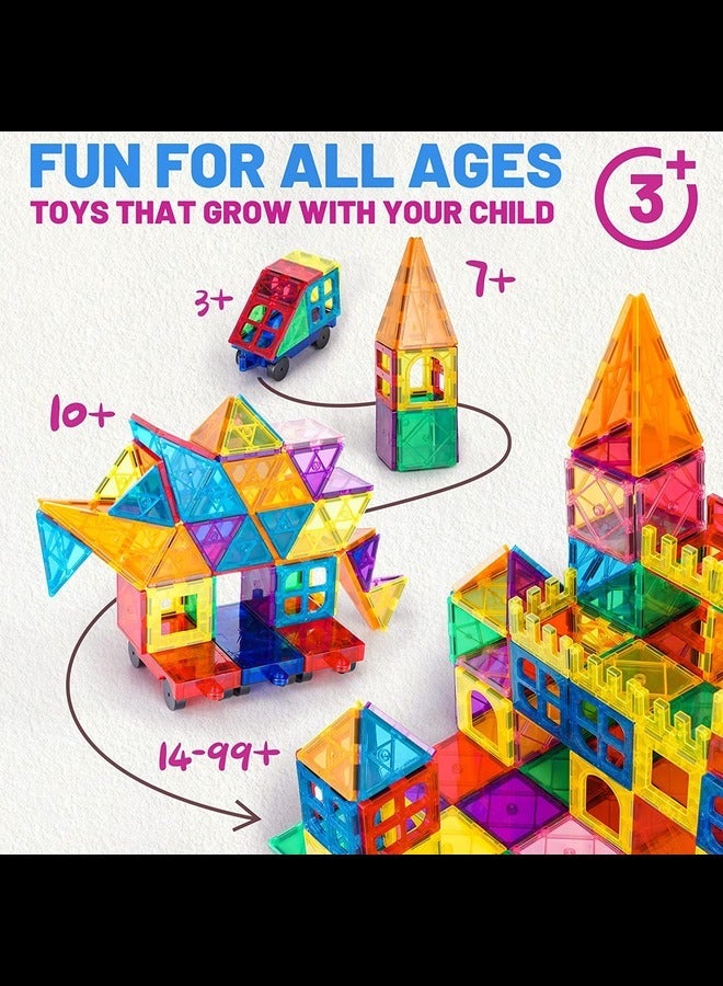 HOMLITE 139 PCS Magnetic Tiles Building Blocks for Boys and Girls, Construction Toys for Toddlers Kids, Educational 3D Magnet Puzzles - Image 4