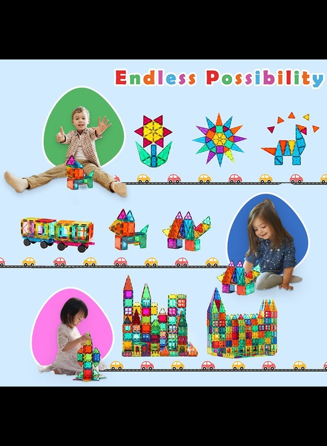 HOMLITE 139 PCS Magnetic Tiles Building Blocks for Boys and Girls, Construction Toys for Toddlers Kids, Educational 3D Magnet Puzzles - Image 5