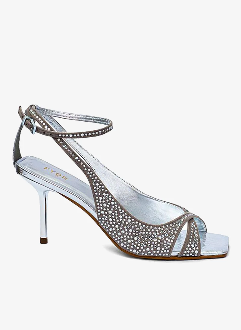 FYOR Diamante Detail Square Toe Sandal BWR 080