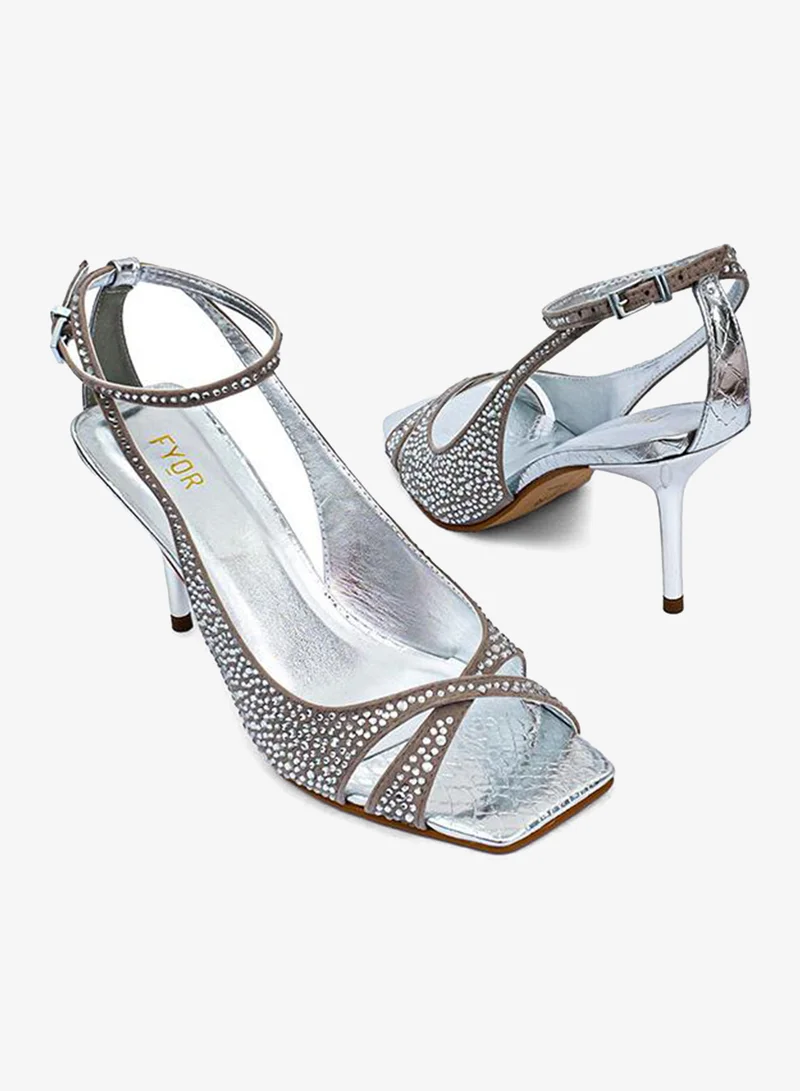 Fyor  Diamante Detail Square Toe Sandal BWR 080 for Women | Best Price UAE