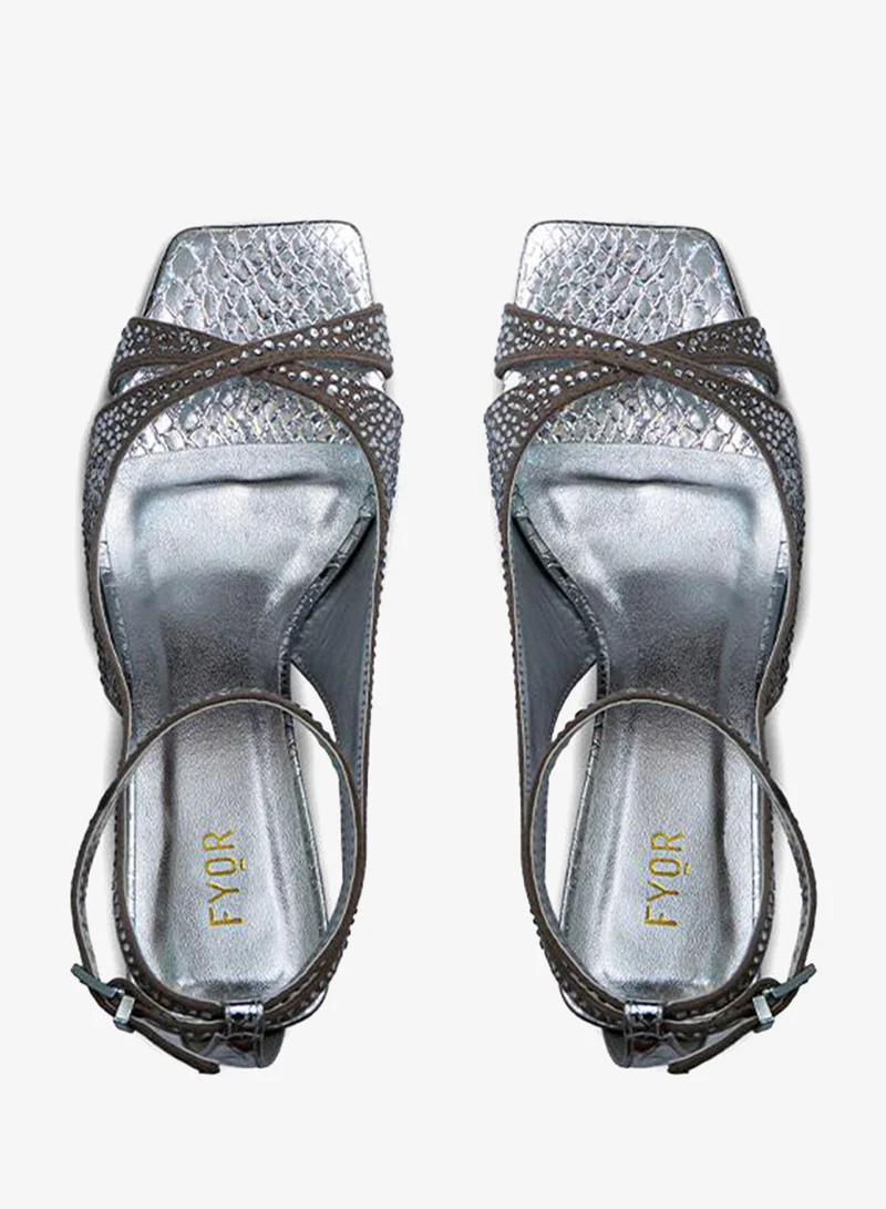 Fyor  Diamante Detail Square Toe Sandal BWR 080 for Women | Best Price UAE