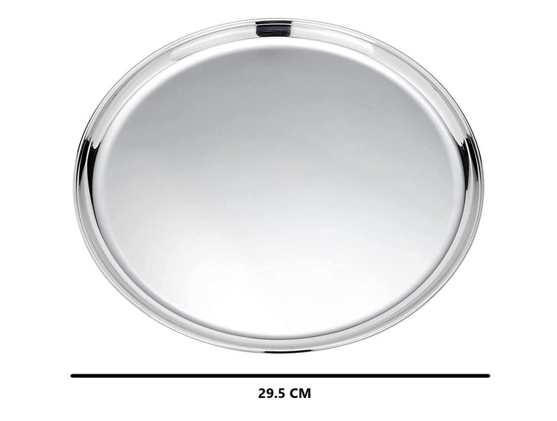 KC Stainless Steel Dinner Plate Set of 4 Pieces (29.5cm Dia, Royal Design, Silver) - Image 2