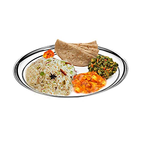 KC Stainless Steel Dinner Plate Set of 4 Pieces (29.5cm Dia, Royal Design, Silver) - Image 3