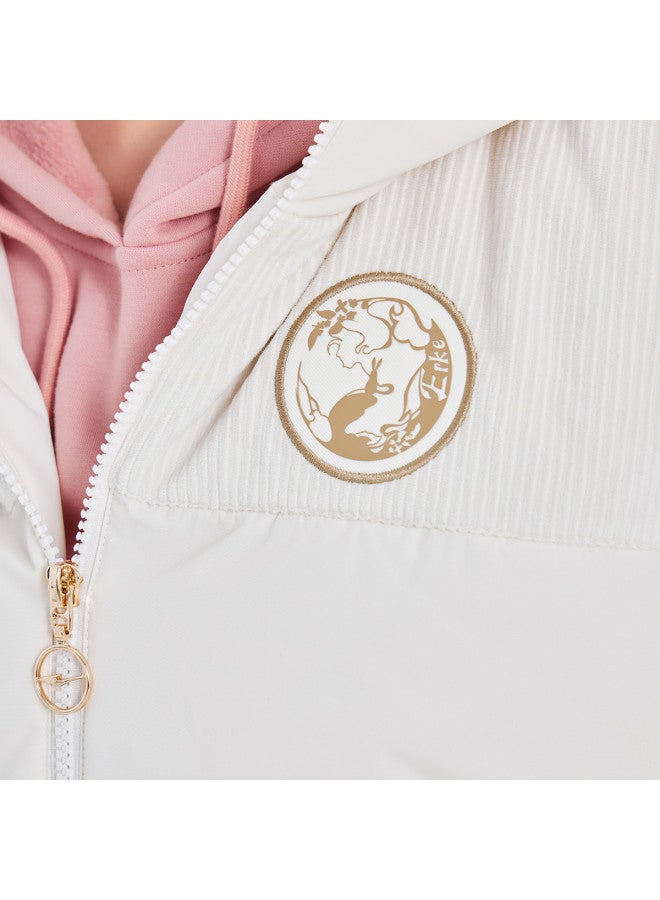 ERKE Chang'e Flying To The Moon】women's Cotton Vest Jacket, Sporty Short Outerwear, Casual Versatile Hooded Vest Coat - Image 4