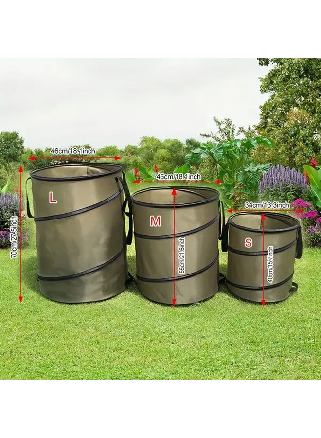 Drado Foldable Garden Trash Can Portable Outdoor Waste Bin With Black Handles Size M - Image 2