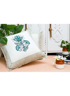 OJARIYA Floral Cotton Block Printed Cushion Cover Multicolour 40 X 40 Cm  - Image 2