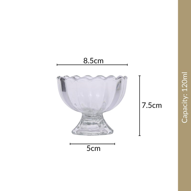 CHALISA Glass Dessert Bowls 6 PCS SetIce Cream Bowls Crystal Cut Flower Shape Salad Dessert Serving Bowls Mock Tail Cocktail Pudding Trifle PCS6 - Image 3
