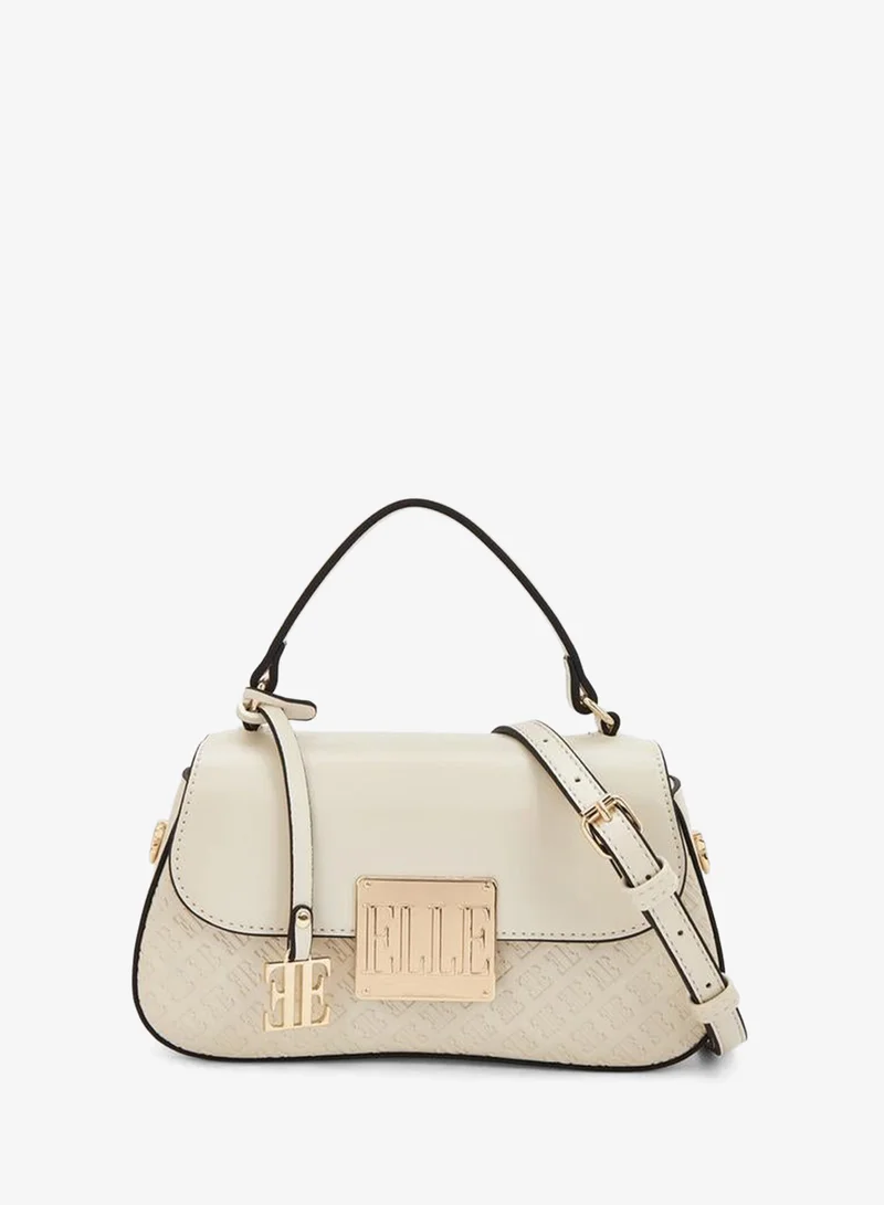 Elle Monogram Embossed Satchel Bag With Detachable Strap