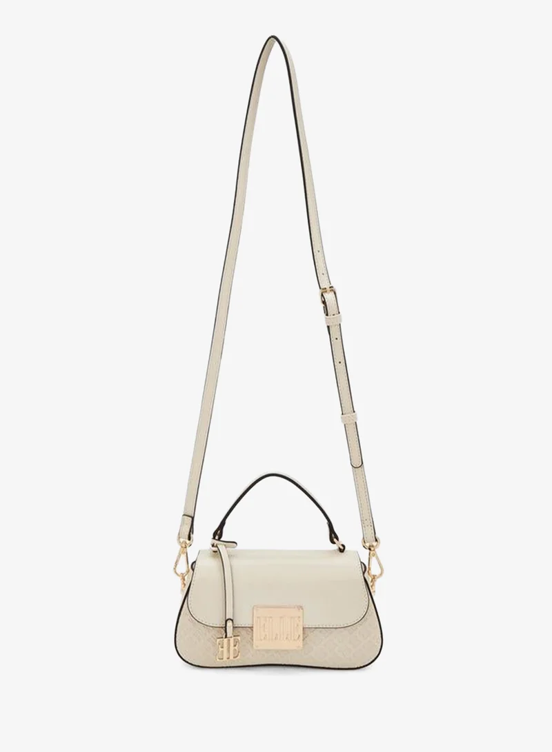 Elle Monogram Embossed Satchel Bag With Detachable Strap