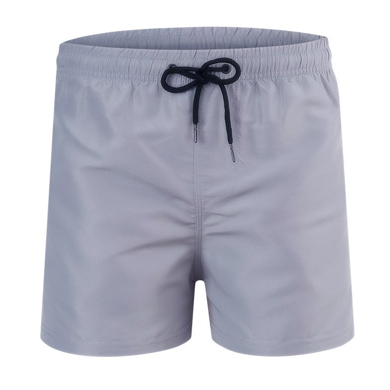 Wish Men'S Solid Color Four-Point Casual Beach Shorts With Zipper Pocket And Mesh Lining Swimming Trunks - Image 1