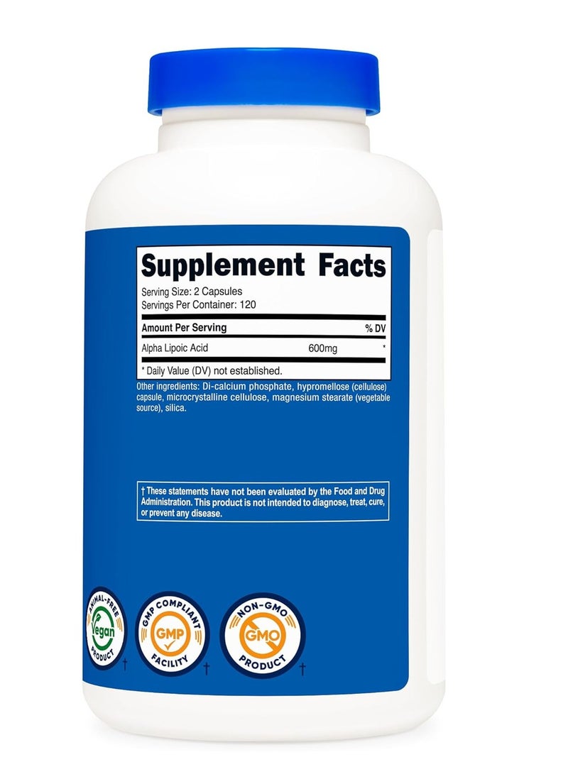 Nutricost Alpha Lipoic Acid Capsules 600mg 240 Caps - Image 5