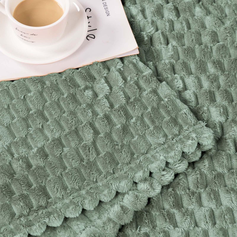 Bnuitland Bnuitland Sage Green Flannel throw blanket (50X71 inches) with Pillow Cover(18X18 inches)  300 GSM Cozy Warm Soft Fleece home decor Lightweight Bed Sofa Blanket for Adults  Suitable for All Seasons.  - Image 5