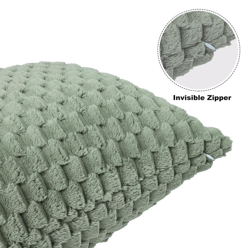 Bnuitland Bnuitland Sage Green Flannel throw blanket (50X71 inches) with Pillow Cover(18X18 inches)  300 GSM Cozy Warm Soft Fleece home decor Lightweight Bed Sofa Blanket for Adults  Suitable for All Seasons.  - Image 4