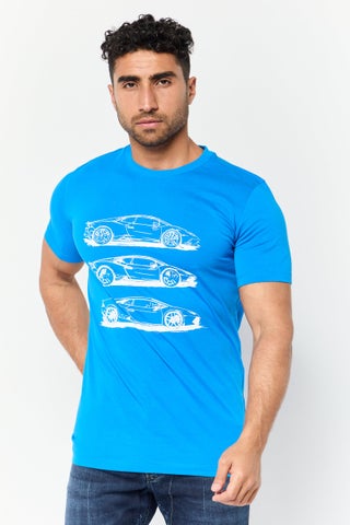 Men Crew Neck Short Sleeves Brand Logo T-Shirt, Blue - pzsku/Z964524FF1AFEFBC8C70DZ/45/1746212222/1460f294-fca6-46fb-b34b-a447e4ad36ff