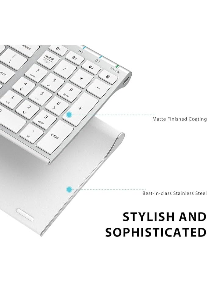 iClever Bluetooth Keyboard BK10, Multi Device Keyboard Rechargeable with Number Pad Ergonomic Design Full Size Stable Connection Keyboard for iPad, iPhone, Mac, iOS, Android, Windows - Image 2