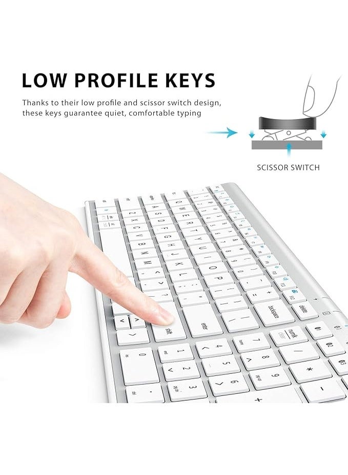iClever Bluetooth Keyboard BK10, Multi Device Keyboard Rechargeable with Number Pad Ergonomic Design Full Size Stable Connection Keyboard for iPad, iPhone, Mac, iOS, Android, Windows - Image 3
