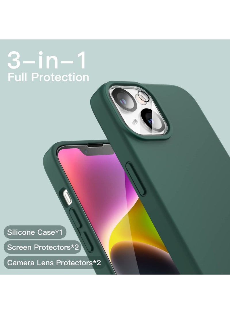 BORTONY iPhone 14 Cover with 2-Pack Screen Protector and 2-Pack Camera Lens Protector Liquid Silicone Shockproof Drop Protection Case 6.1 inch - Image 2