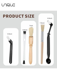 Unique 5 Pcs Coffee Brush Set - Professional Espresso Brush Kit - Well-Designed Coffee Grinder Brush - Heavy Wood Handle & Natural Bristles Wood Dusting Coffee Machine Brush - for Professionals, Barista or Home Use  - Image 2