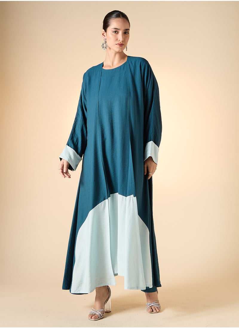 Hadiyath Al Madinah - Colorblock Abaya Set 3-Piece - HM - Image 1