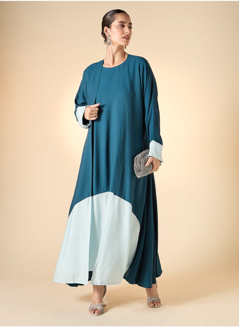 Hadiyath Al Madinah - Colorblock Abaya Set 3-Piece - HM - Image 1