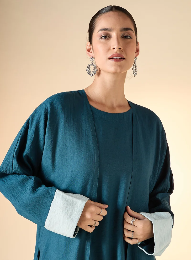 Hadiyath Al Madinah Colorblock Abaya Set 3-Piece - HM