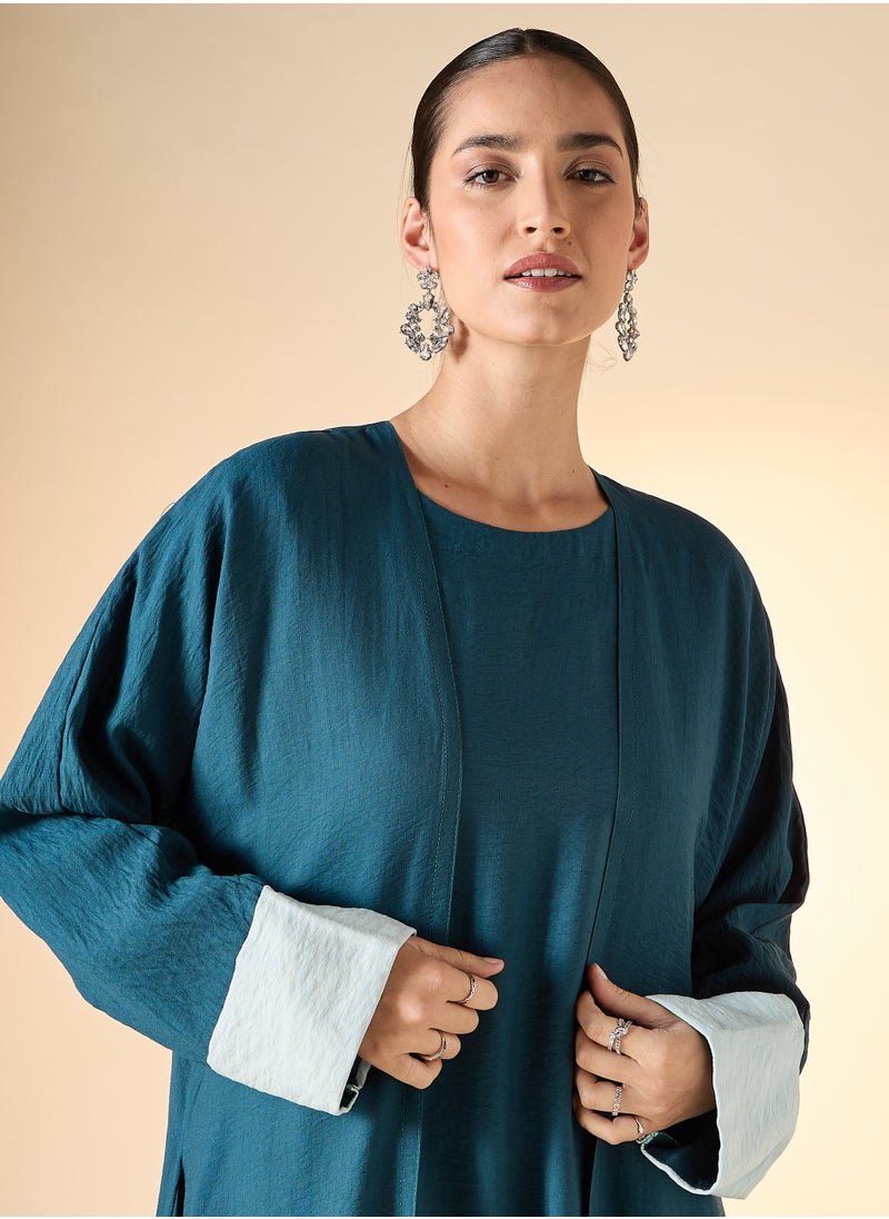 Hadiyath Al Madinah - Colorblock Abaya Set 3-Piece - HM - Image 1