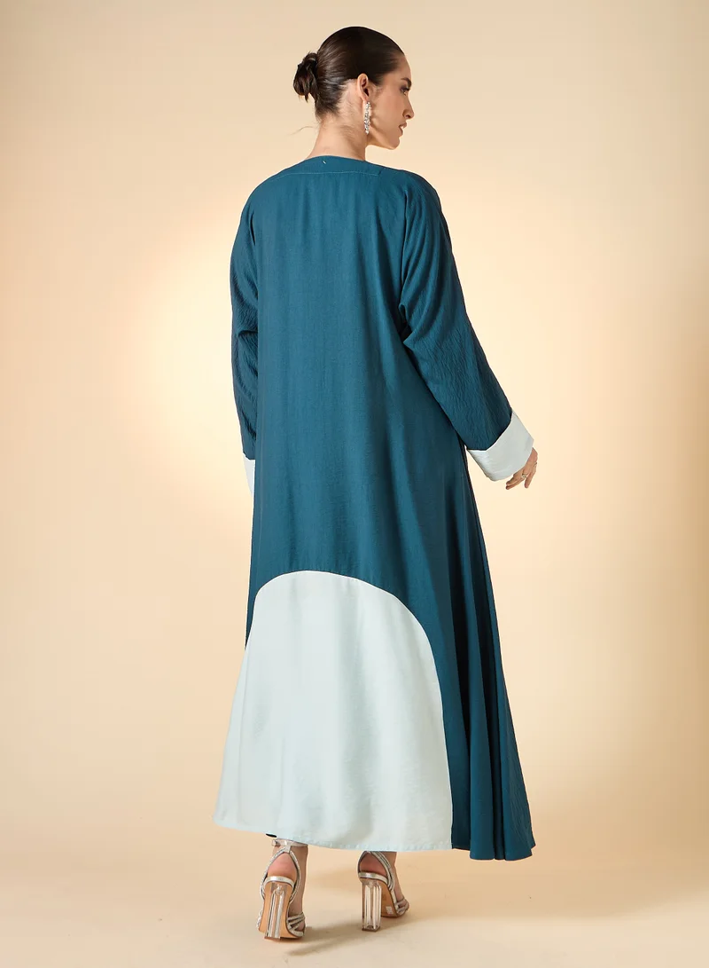 Hadiyath Al Madinah Colorblock Abaya Set 3-Piece - HM