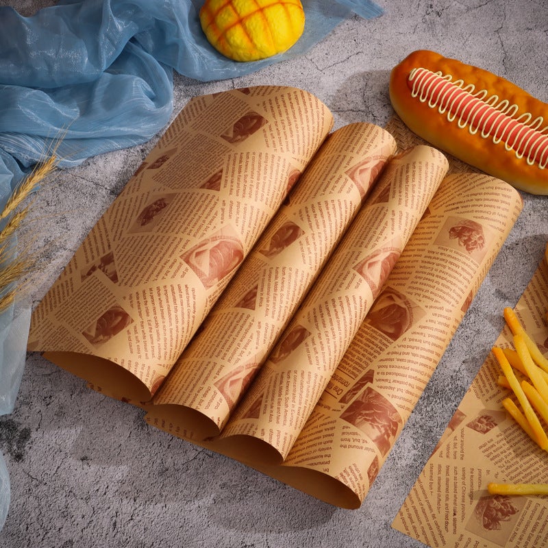 Ready-Made Baking Kraft Paper Greaseproof Bags Sandwich Liners Greaseproof Paper Cake Bread English Newspaper Greaseproof Paper - Image 5