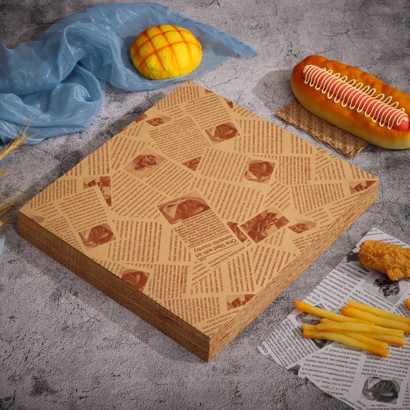 Ready-Made Baking Kraft Paper Greaseproof Bags Sandwich Liners Greaseproof Paper Cake Bread English Newspaper Greaseproof Paper - Image 4