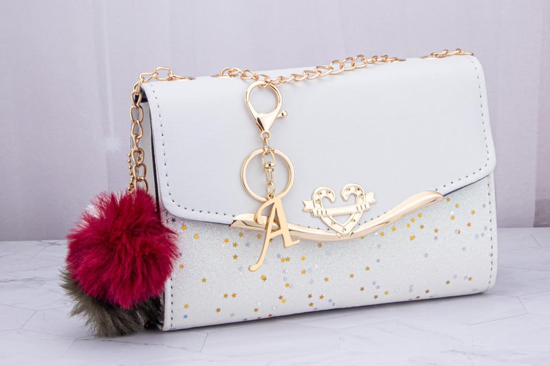 Suweibuke Cute Stainless Steel Gold Initial Letter Keychain for Women Girl, Charms for Key Handbag Backpack Bag, Personalized Gift (Gold-A) - Image 2