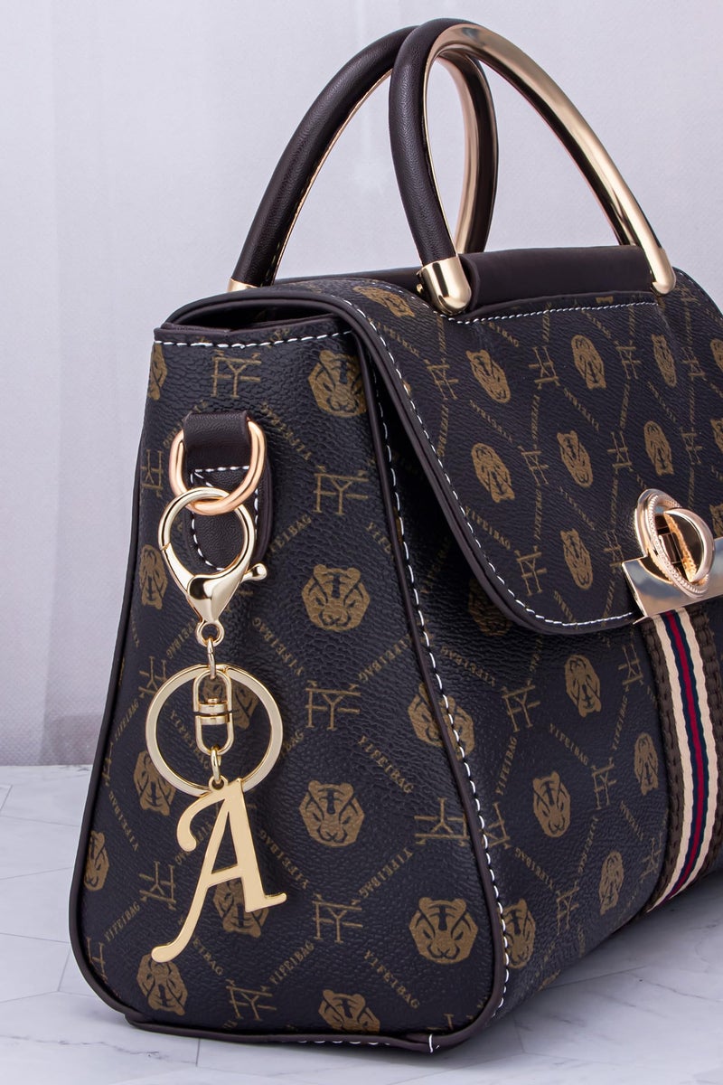 Suweibuke Cute Stainless Steel Gold Initial Letter Keychain for Women Girl, Charms for Key Handbag Backpack Bag, Personalized Gift (Gold-A) - Image 4