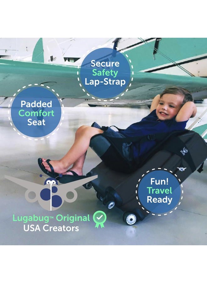 Lugabug Travel Seat, Ride-On Suitcase for Kids, Child Carrier for Carry-On Luggage - Family Airport Travel Made Easy (Black/Grey) - Image 3