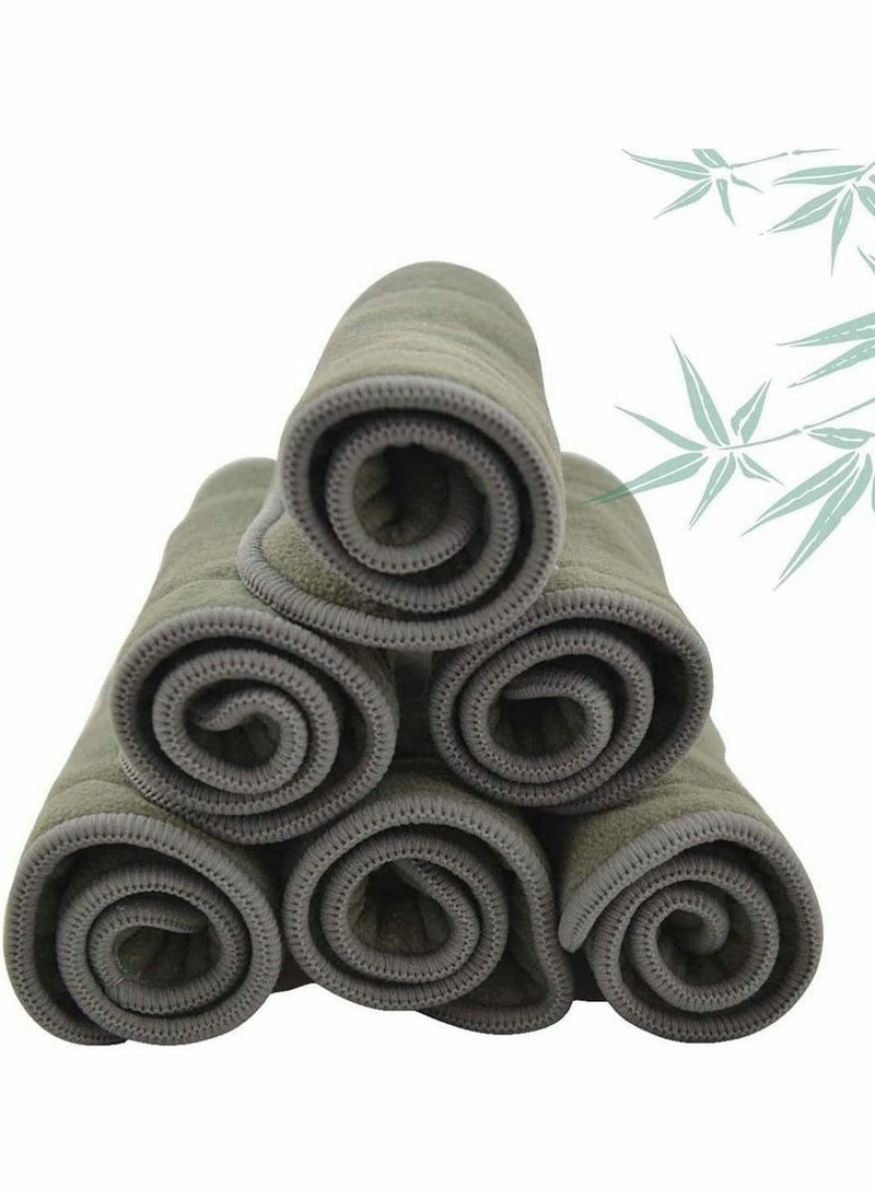5 Layer Cloth Diaper Liner,Reusable Bamboo Charcoal Nappy Liners Super Absorbent for Baby Cloth Diaper Inserts, Charcoal Bamboo Fiber, for Newborn Toddler Kids, 5 Pieces  - Image 5