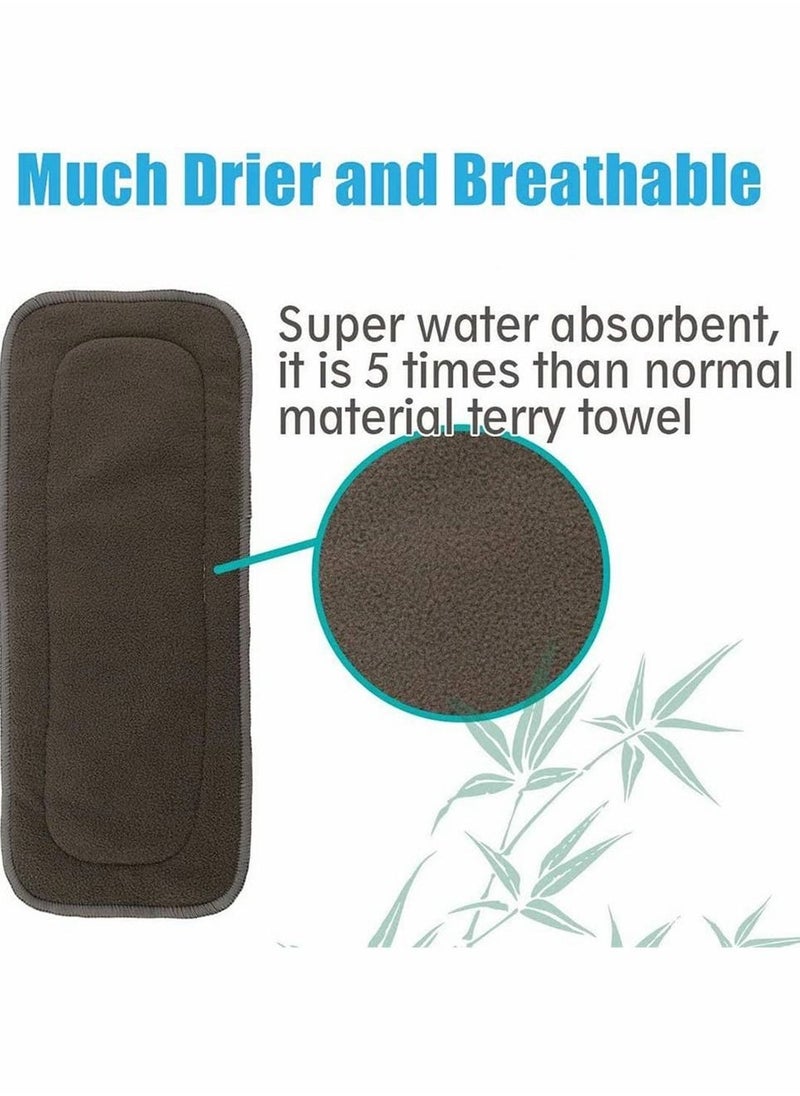 5 Layer Cloth Diaper Liner,Reusable Bamboo Charcoal Nappy Liners Super Absorbent for Baby Cloth Diaper Inserts, Charcoal Bamboo Fiber, for Newborn Toddler Kids, 5 Pieces  - Image 3