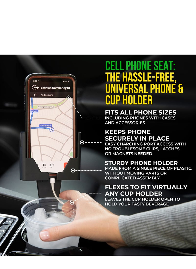 SYOSI Cell Phone Holder for Car Cup Holder, Phone Mount Design Doesn’t Block Cup Holder, Charging Ports, Vents, Fits All Phones, Black Color, Easy Installation, Cell Phone Seat(Black 2Pcs)  - Image 4