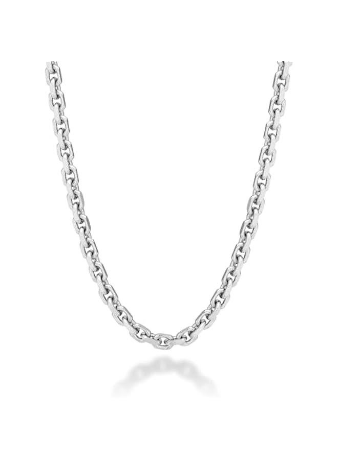 Arabest Solid 925 Sterling Silver Italian 3mm Thick Square Link Open Box Chain Necklace for Men/Made in Italy - Image 1