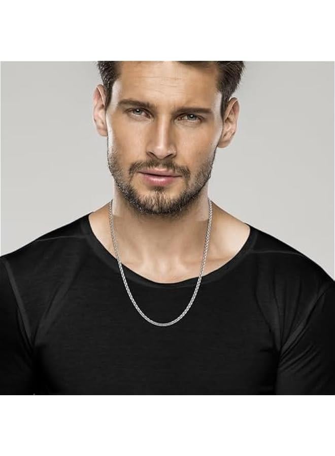 Arabest Solid 925 Sterling Silver Italian 3mm Thick Square Link Open Box Chain Necklace for Men/Made in Italy - Image 3