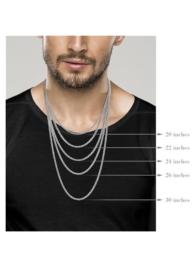 Arabest Solid 925 Sterling Silver Italian 3mm Thick Square Link Open Box Chain Necklace for Men/Made in Italy - Image 4