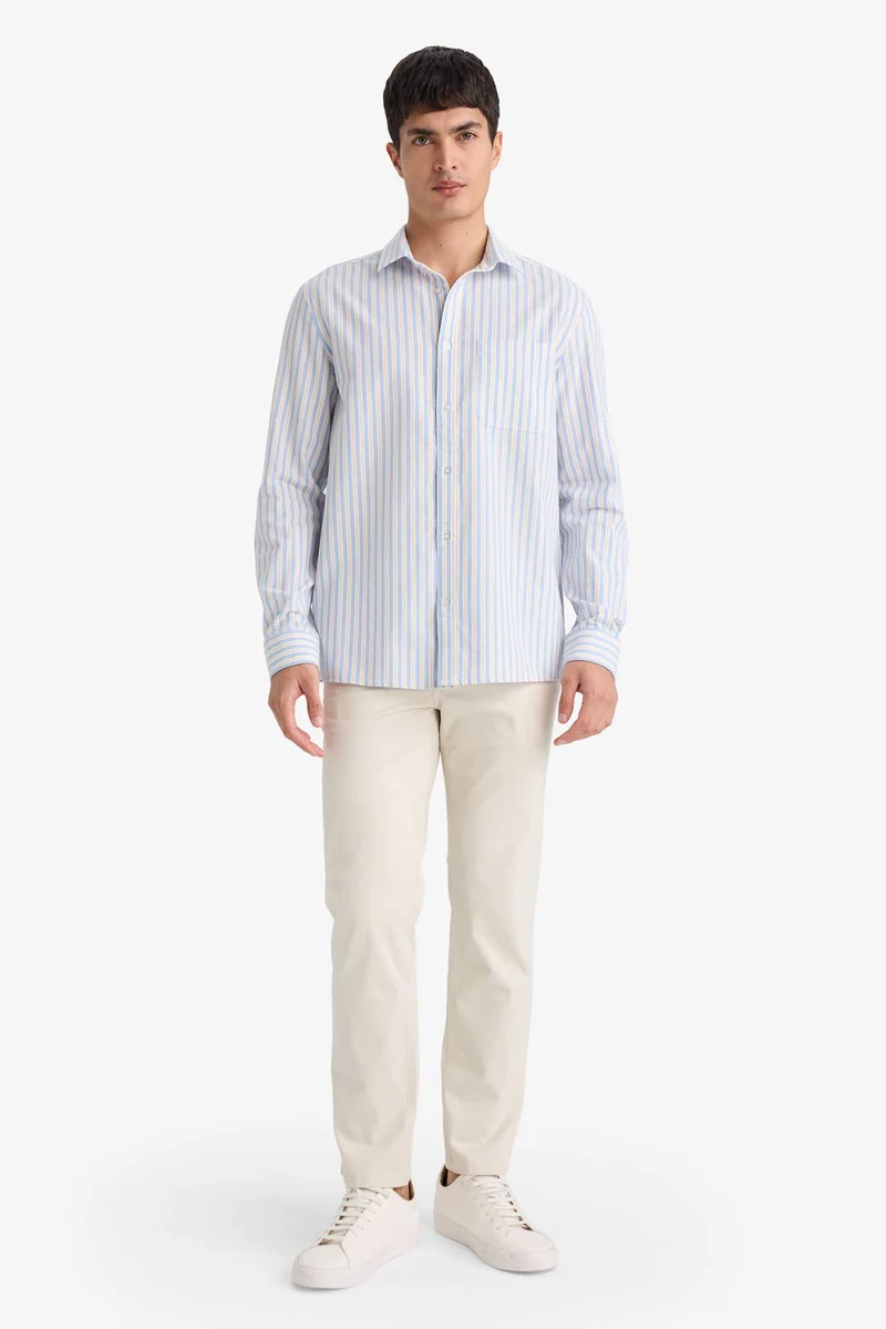 ديفاكتو Stripped Long Sleeves Cotton Shirt