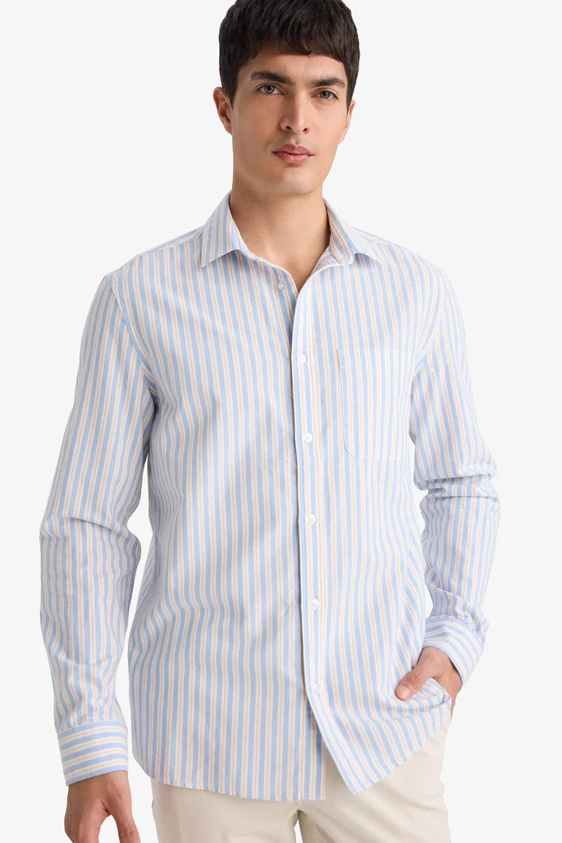 ديفاكتو Stripped Long Sleeves Cotton Shirt