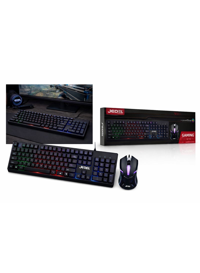 جي ديل مجموعة لوحة مفاتيح وماوس للألعاب الاحترافية سلكية JEDEL GK106 RGB باللون الأسود - Image 4