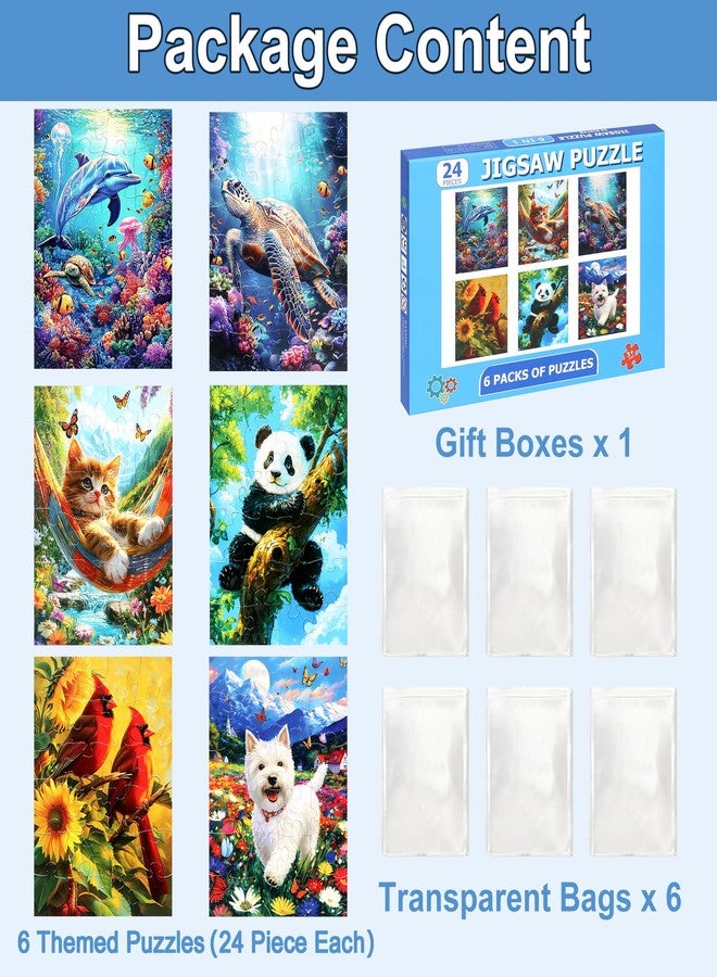 LELEMON 6 Packs 24 Large Piece Puzzles for Seniors,Animals Puzzle for Seniors with Dementia,Turtle Panda Cat Dolphin Bird Dog Easy Jigsaw Puzzle for Alzheimers Memory Games Dementia Activities - Image 3