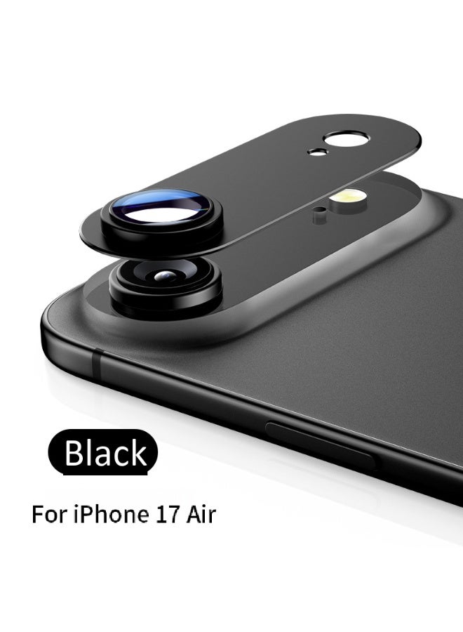 غطاء حماية عدسة كاميرا iPhone 17 AIR [مقاوم للصدمات] [تغطية كاملة] [معادن 3D] [متوافق مع أغطية الحماية] واقي زجاج مقوى لكاميرا iPhone 17 AIR - أسود - Image 1