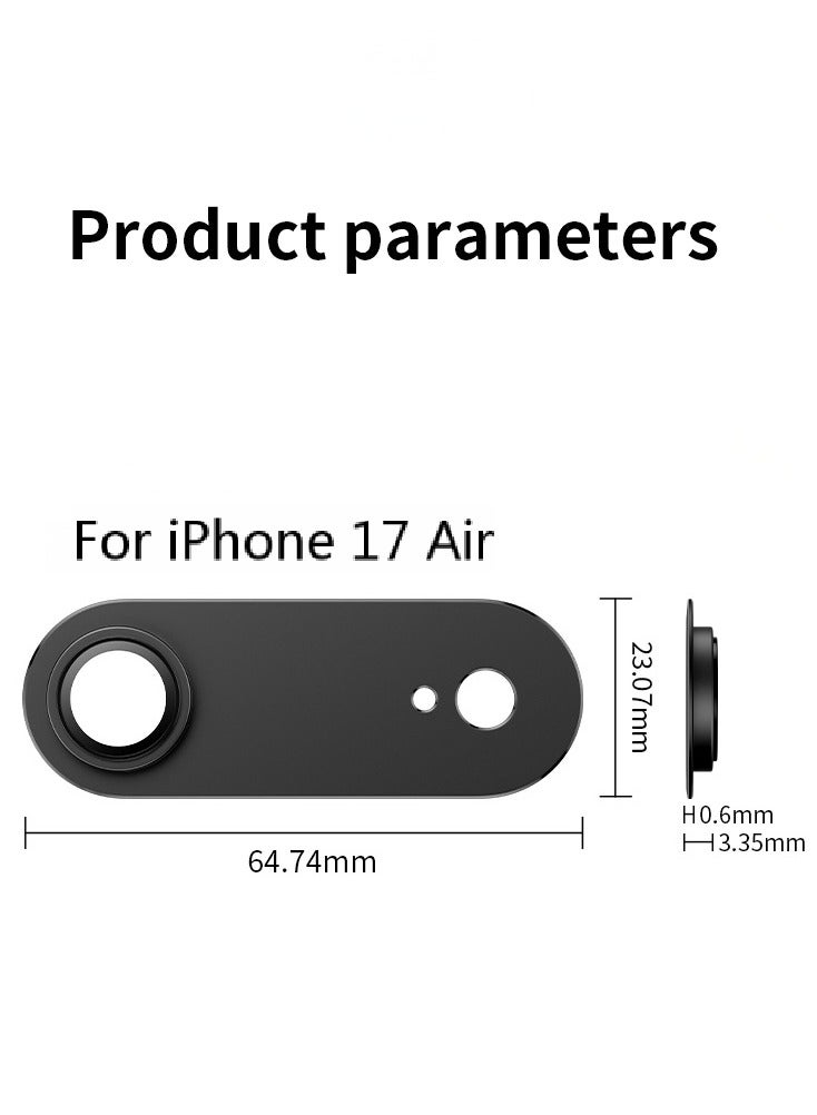 غطاء حماية عدسة كاميرا iPhone 17 AIR [مقاوم للصدمات] [تغطية كاملة] [معادن 3D] [متوافق مع أغطية الحماية] واقي زجاج مقوى لكاميرا iPhone 17 AIR - أسود - Image 2