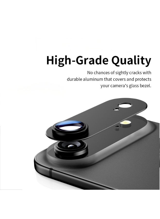 غطاء حماية عدسة كاميرا iPhone 17 AIR [مقاوم للصدمات] [تغطية كاملة] [معادن 3D] [متوافق مع أغطية الحماية] واقي زجاج مقوى لكاميرا iPhone 17 AIR - أسود - Image 3