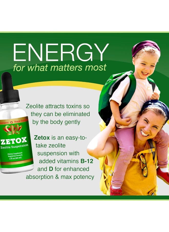 Zeo Health ZETOX | Easy to Take Liquid Zeolite Suspension with B-12 & D3 | Natural Energy & Immune System Booster That Supports Daily Detox & Optimal pH | Max Absorption Alkaline Drops (60 Servings)  - Image 3
