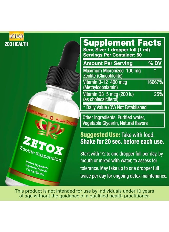 Zeo Health ZETOX | Easy to Take Liquid Zeolite Suspension with B-12 & D3 | Natural Energy & Immune System Booster That Supports Daily Detox & Optimal pH | Max Absorption Alkaline Drops (60 Servings)  - Image 5