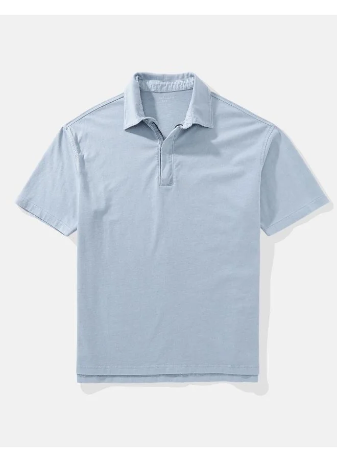 American Eagle AE Oversized Zip-Up Polo Shirt