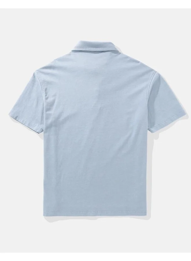 American Eagle AE Oversized Zip-Up Polo Shirt