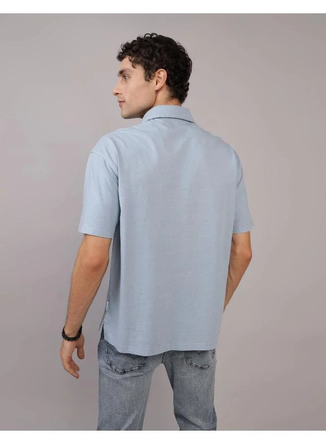 American Eagle AE Oversized Zip-Up Polo Shirt